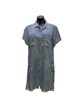 Billy T Blue Denim Button-Front Shirt Dress M